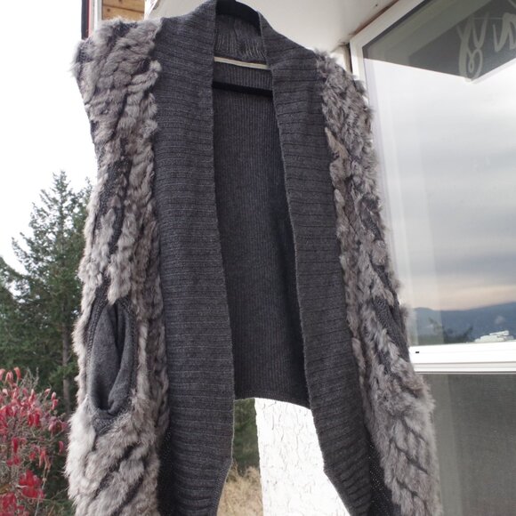 Real Fur& Wool Vest Twelfth Street By Vincent - Picture 5 of 8